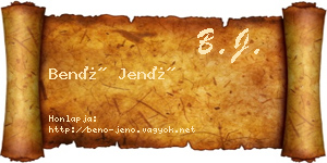 Benő Jenő névjegykártya